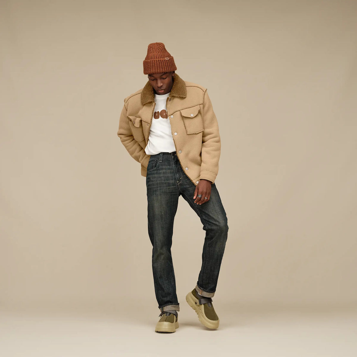 Ugg Men's Janson UGGfluff Jacket II-Sand