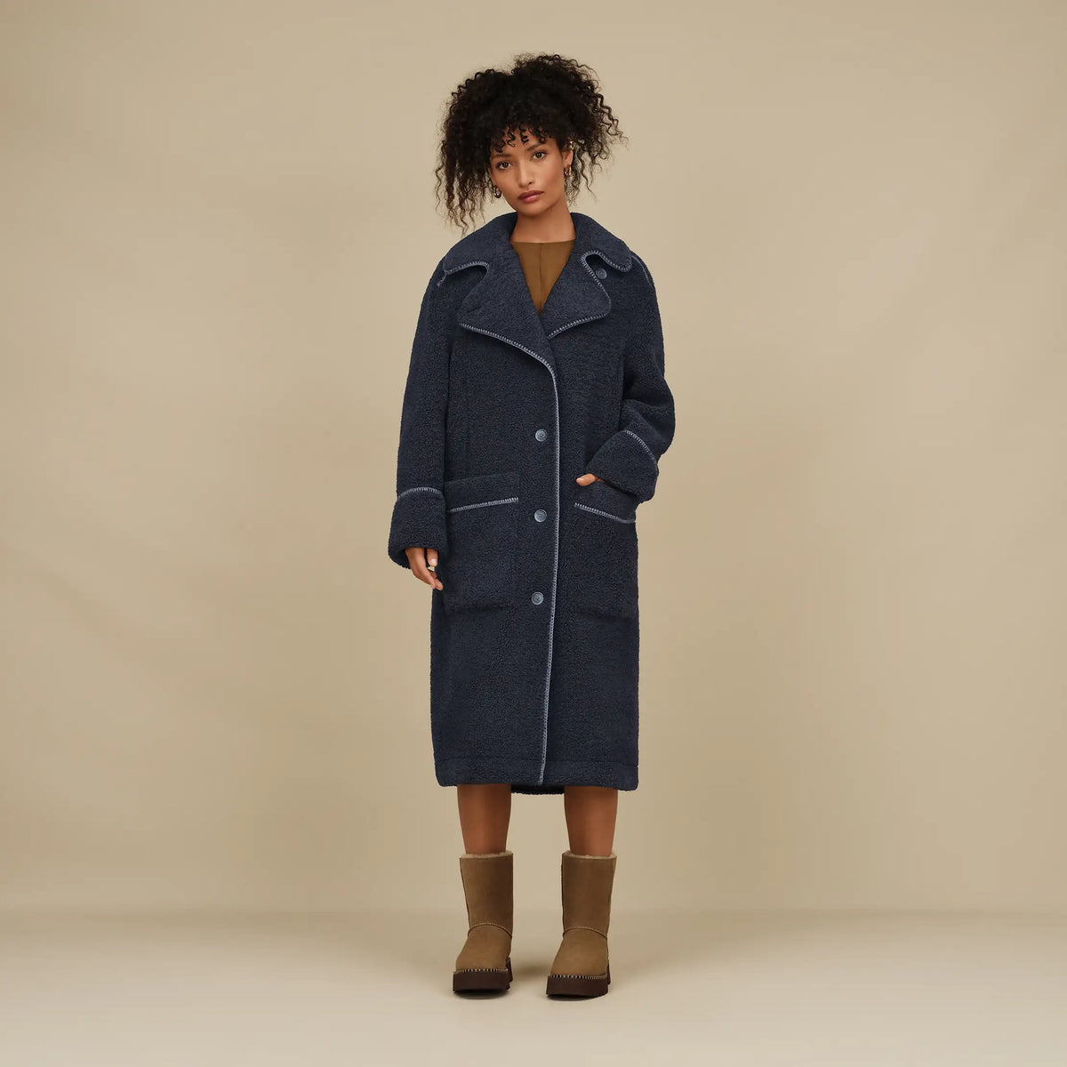 Ugg Women's Sema UGGfluff Coat-Eve Blue