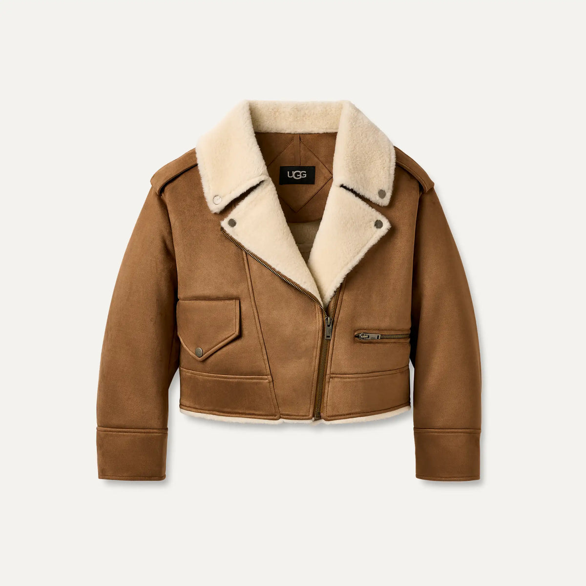 Ugg Women's Finnian LuxeFluff Moto Jacket- Chestnut