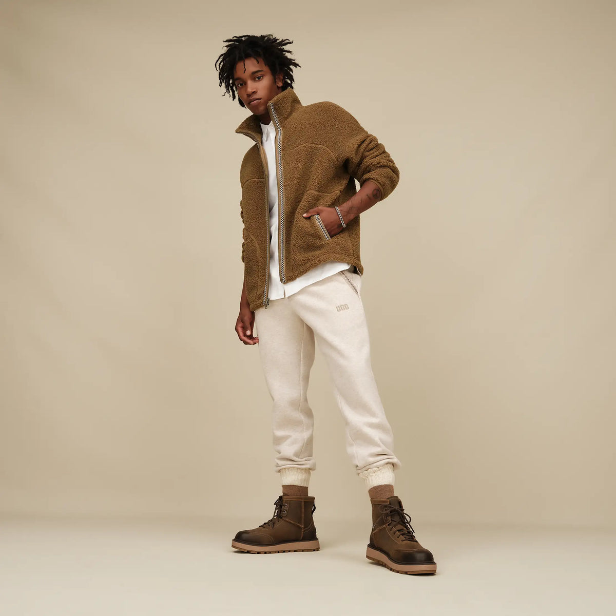 Ugg Men's UGGbraid Full-Zip Jacket-Coffee Grounds