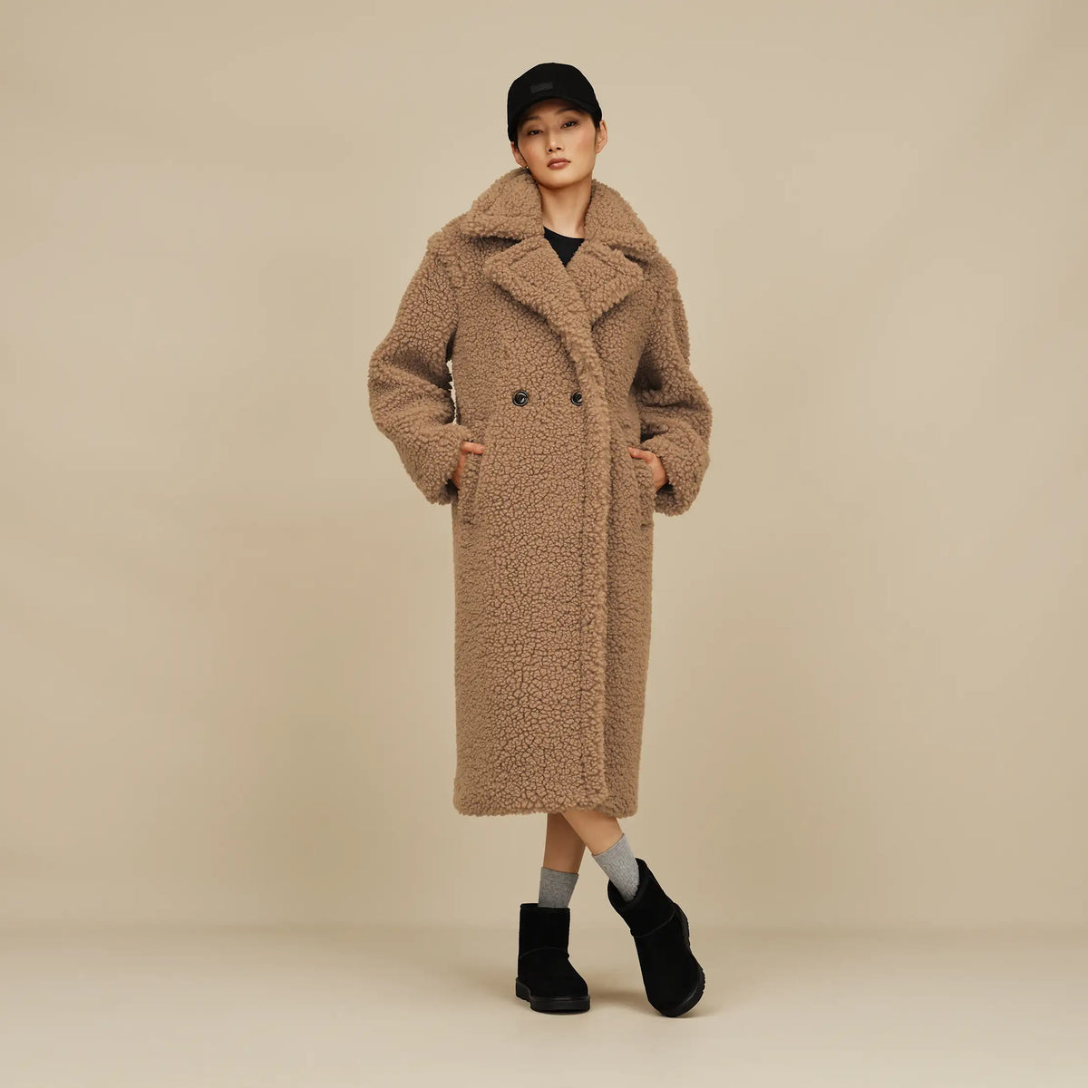 Ugg Women's Gertrude Long Teddy Coat II-Sand