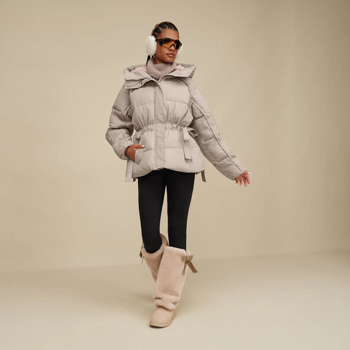 Ugg Women's Renly UGGbraid Puffer Jacket -Oyster