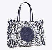 TORY BURCH ELLA PRINTED TOTE BAG   -  navy circle
