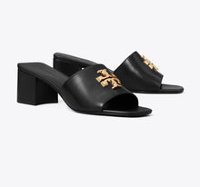 TORY BURCH ELEANOR HEELED SANDAL  -  perfect black / gold