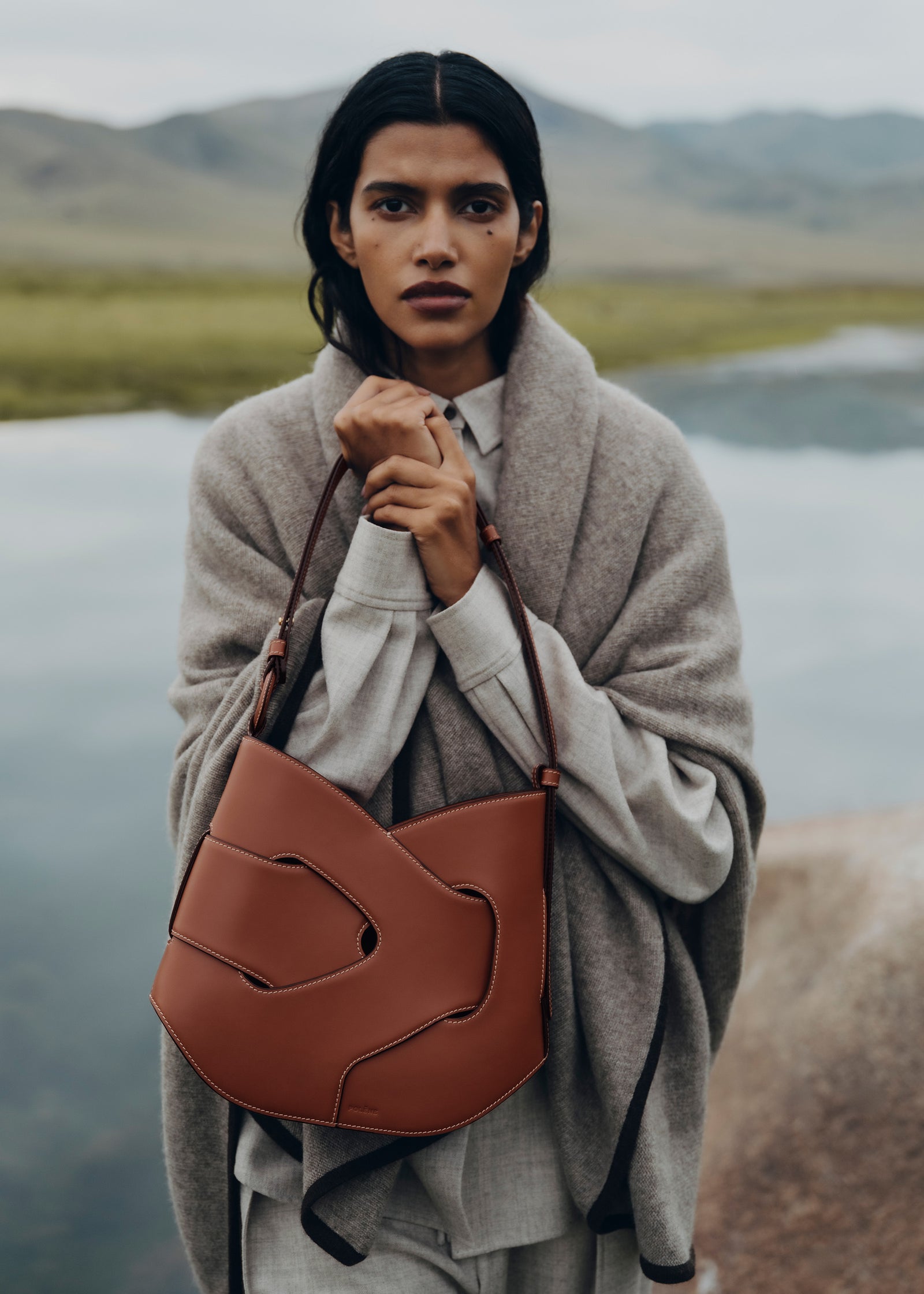Polène Nodde Hobo Edition Smooth Cognac