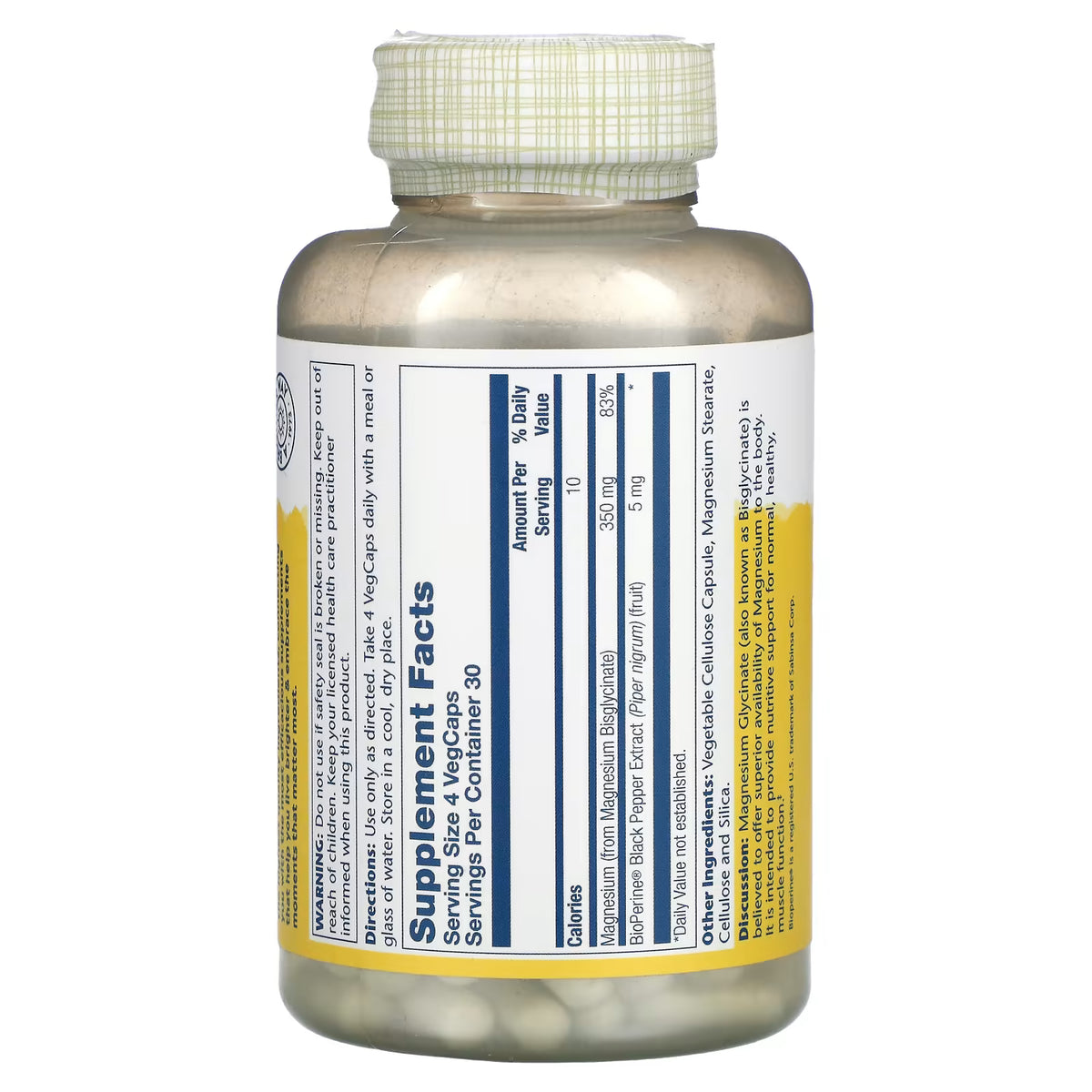 Solaray, High Absorption Magnesium Glycinate, 120 VegCaps