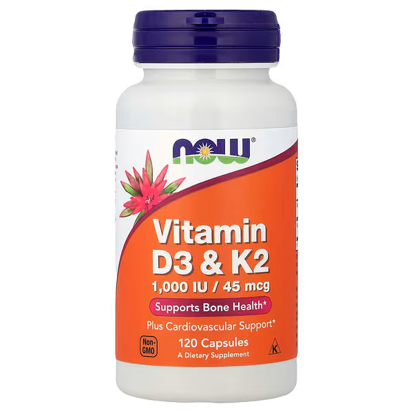 NOW Foods, Vitamin D3 & K2, 120 Capsules