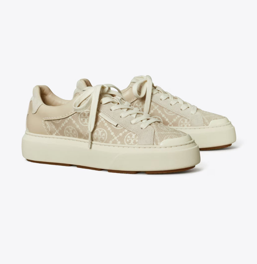 TORY BURCH T MONOGRAM LADYBUG SNEAKER - NEW CREAM/CALCARE