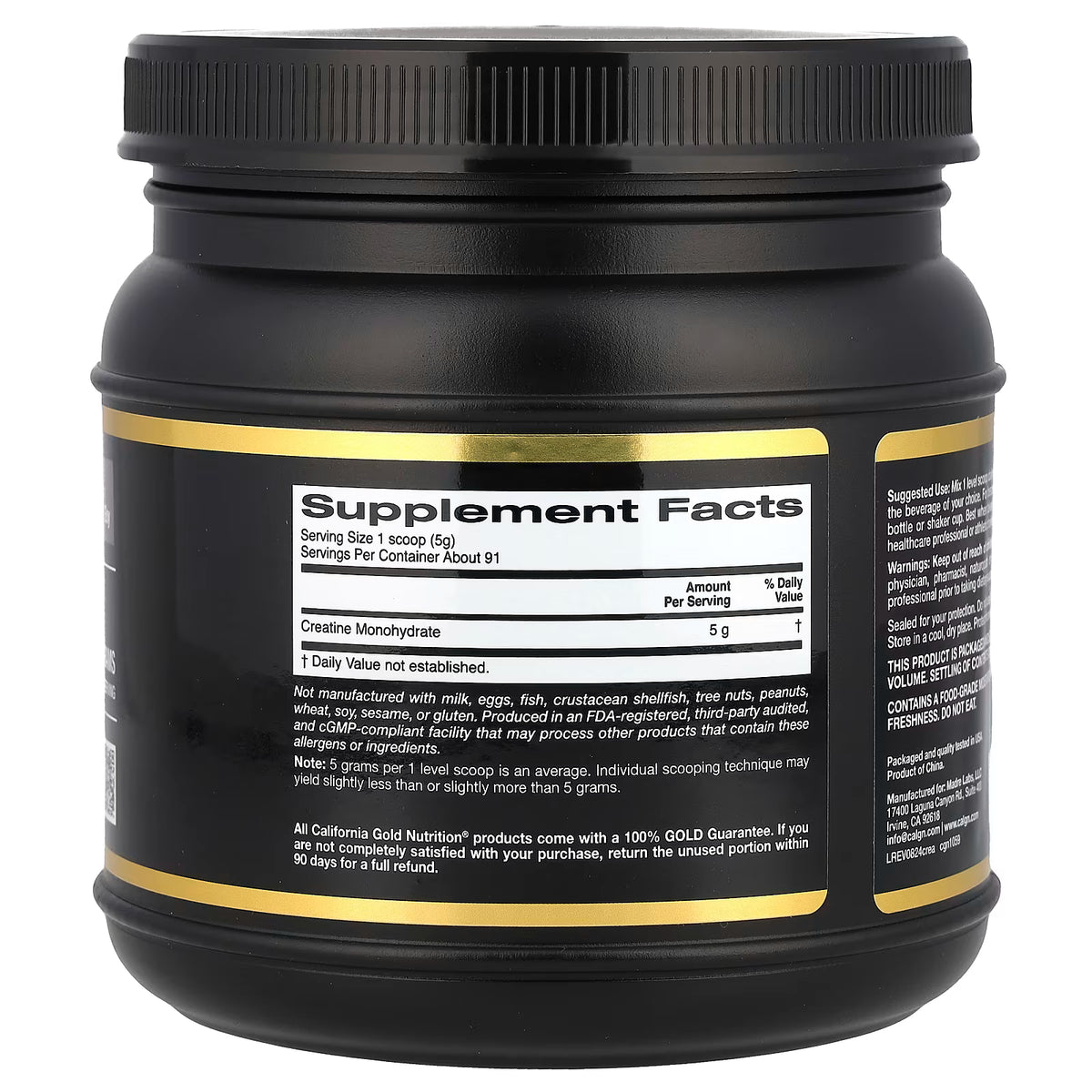 California Gold Nutrition, Sport, Pure Creatine Monohydrate, Unflavored, 1 lb (454 g)