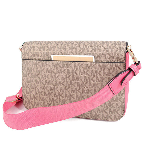 Michael Kors Signature Sloan Editor Medium Flap Messenger Poppy -Khaki Pink-Hemen Teslim
