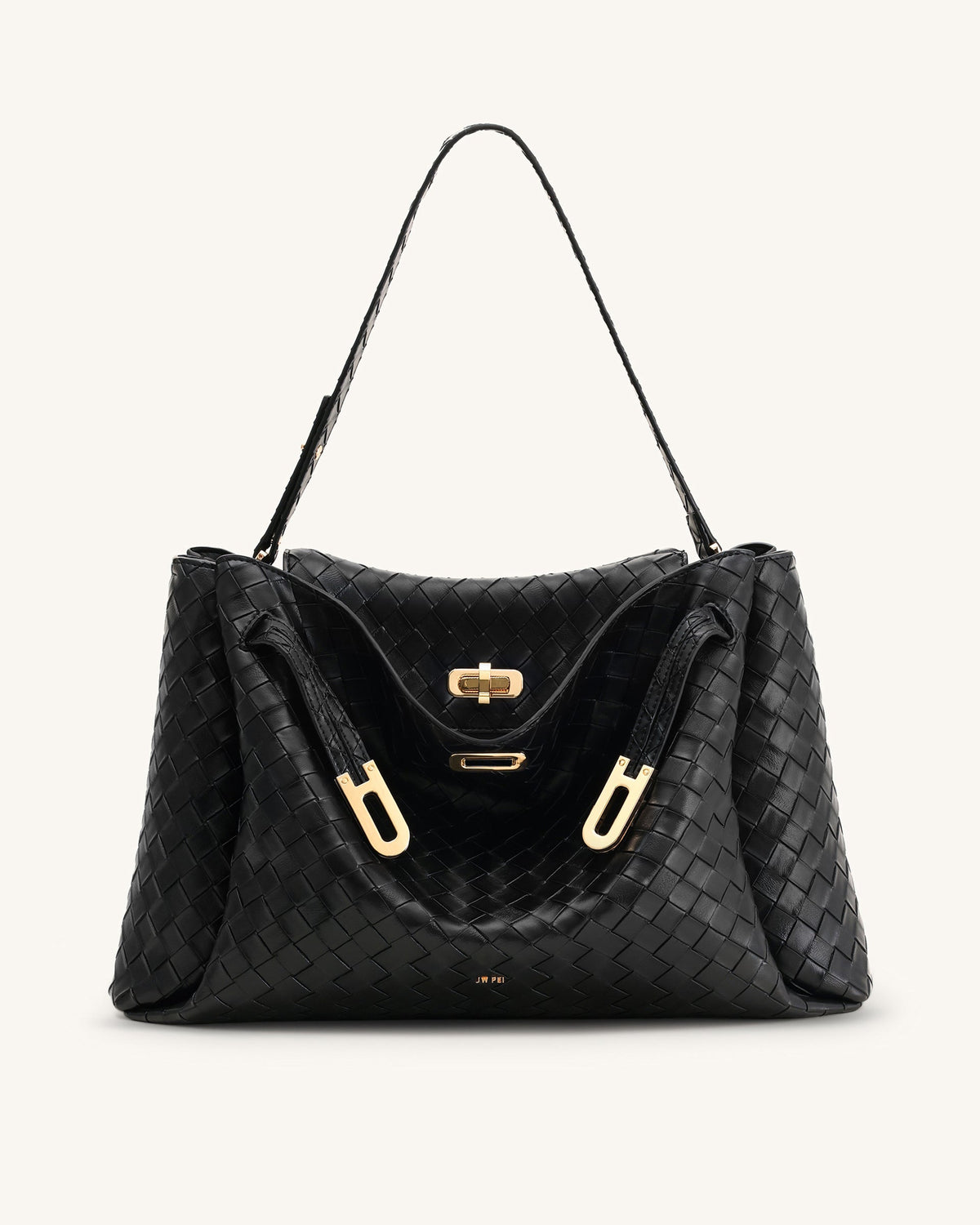 JW PEI Rhea Large Woven Textured Shoulder Bag - Black
