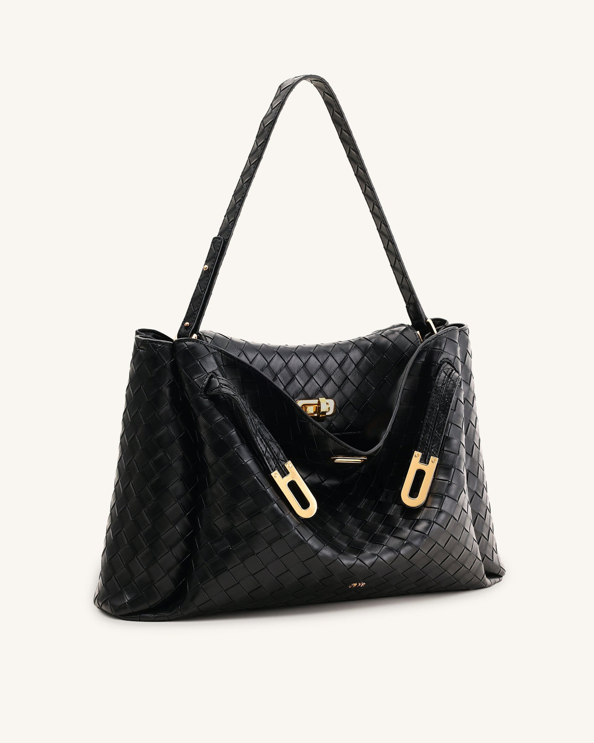 JW PEI Rhea Large Woven Textured Shoulder Bag - Black