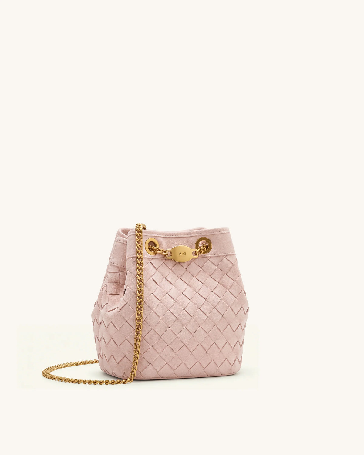 JW PEI Yara Faux Suede Hand-Woven Bucket Bag - Pink