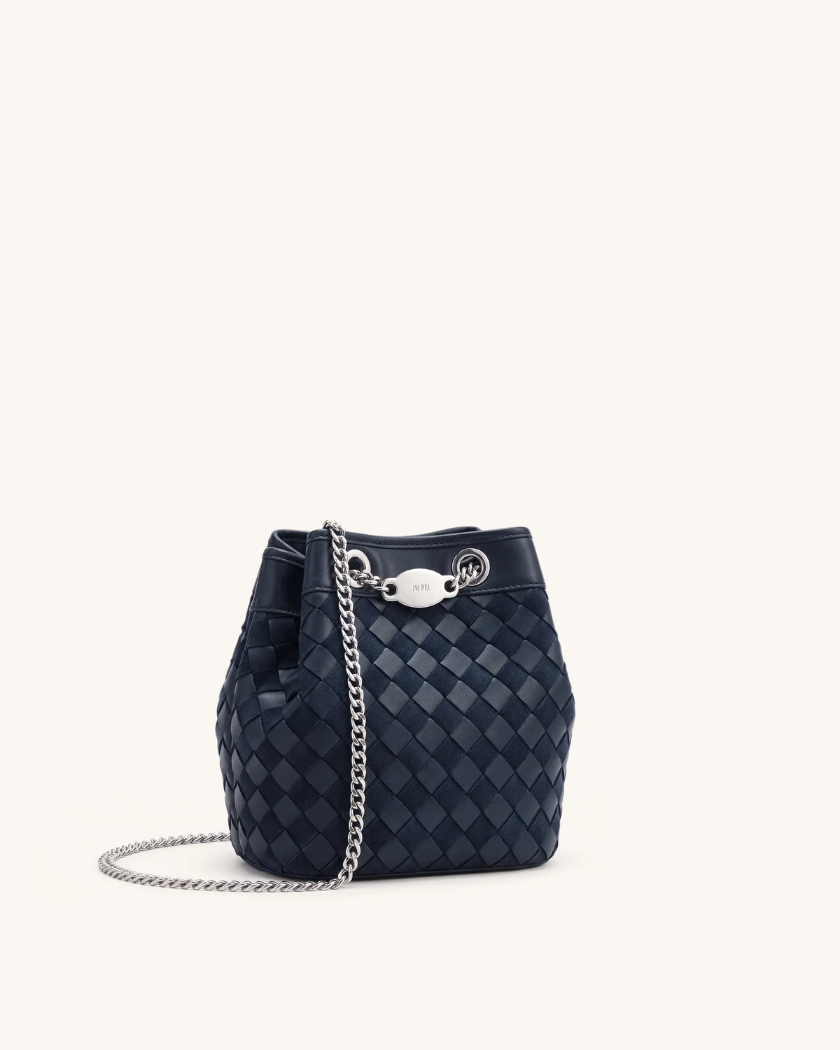 JW PEI Yara Faux Suede Hand-Woven Bucket Bag - Dark Blue