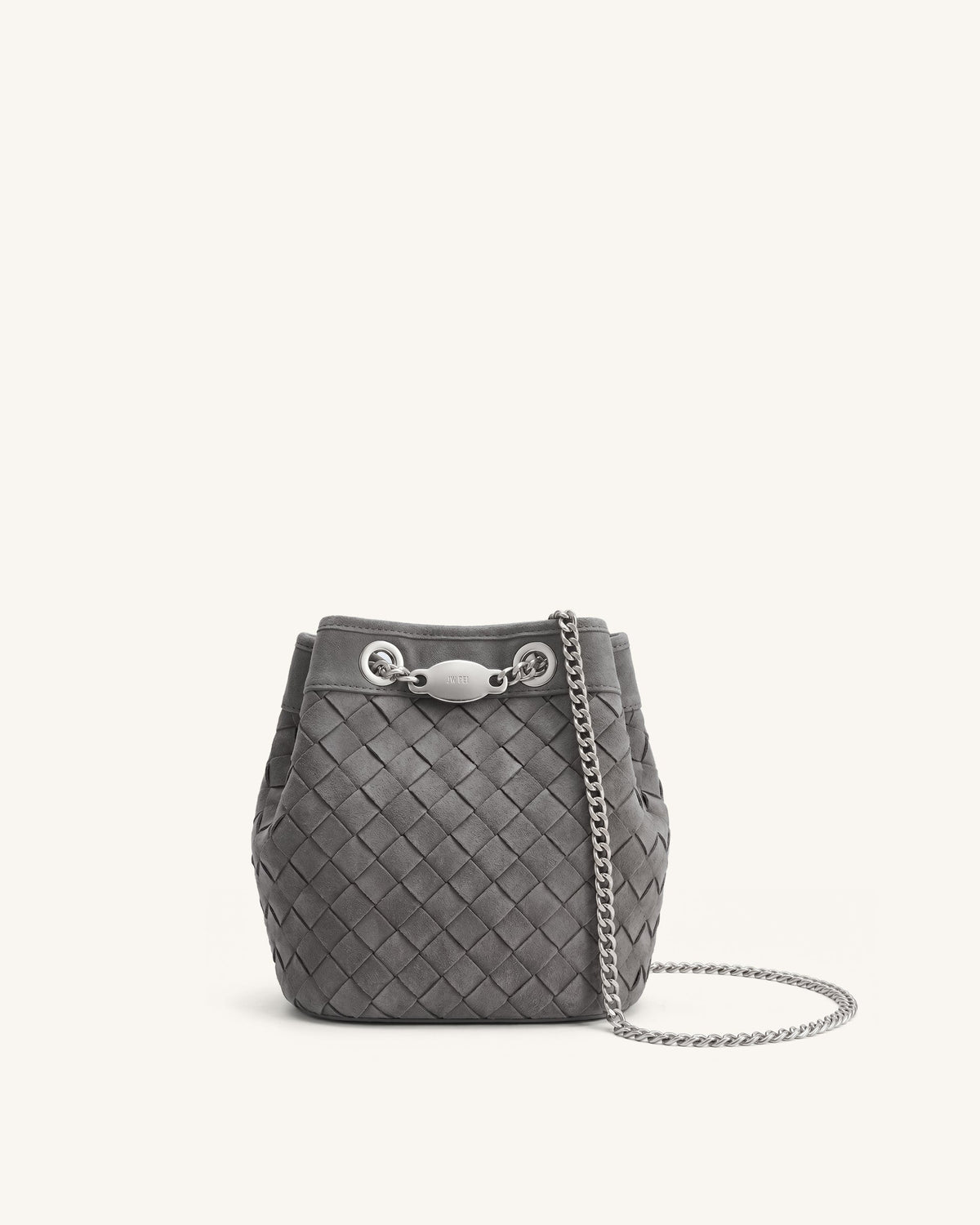 JW PEI Yara Faux Suede Hand-Woven Bucket Bag - Dark Grey