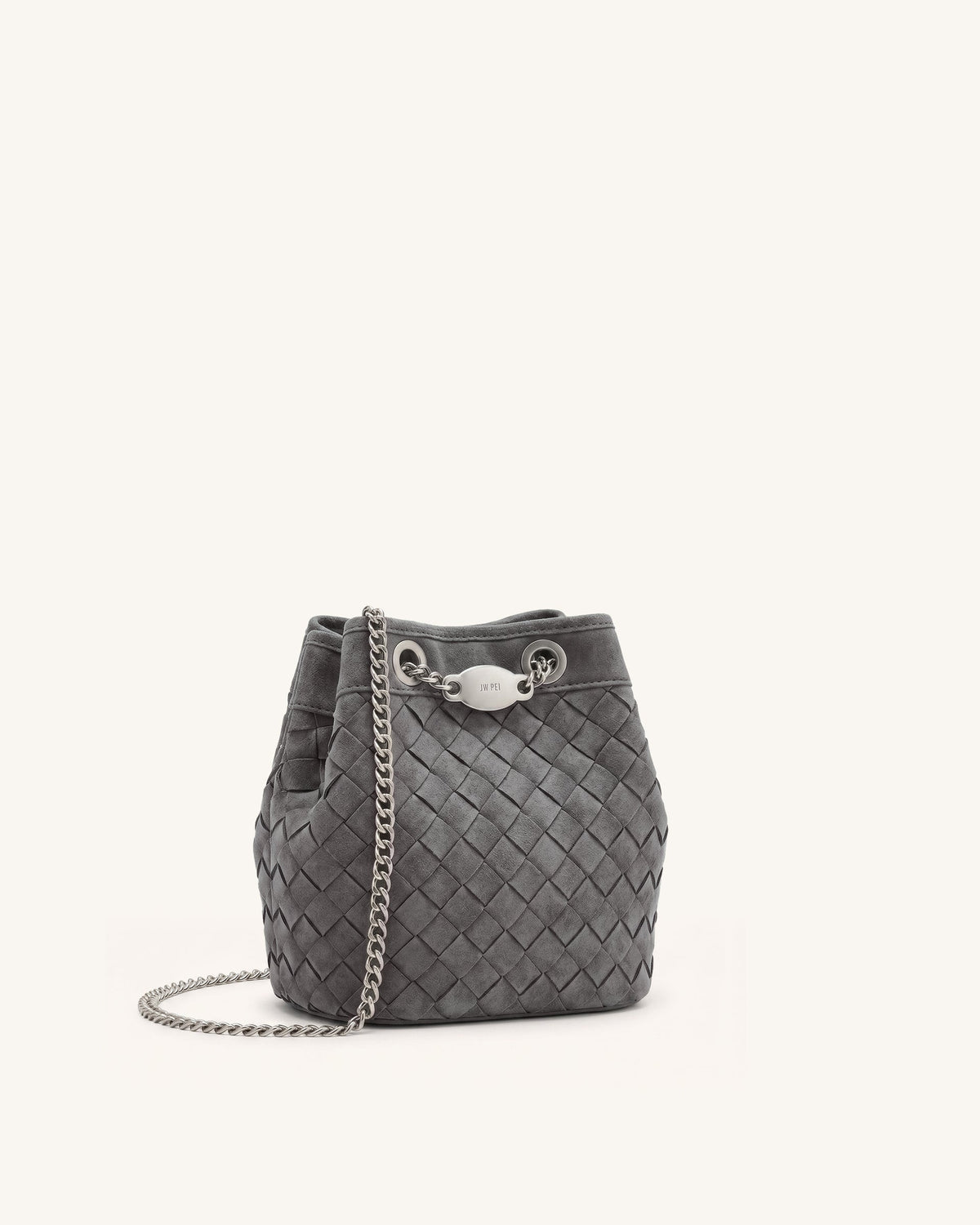 JW PEI Yara Faux Suede Hand-Woven Bucket Bag - Dark Grey