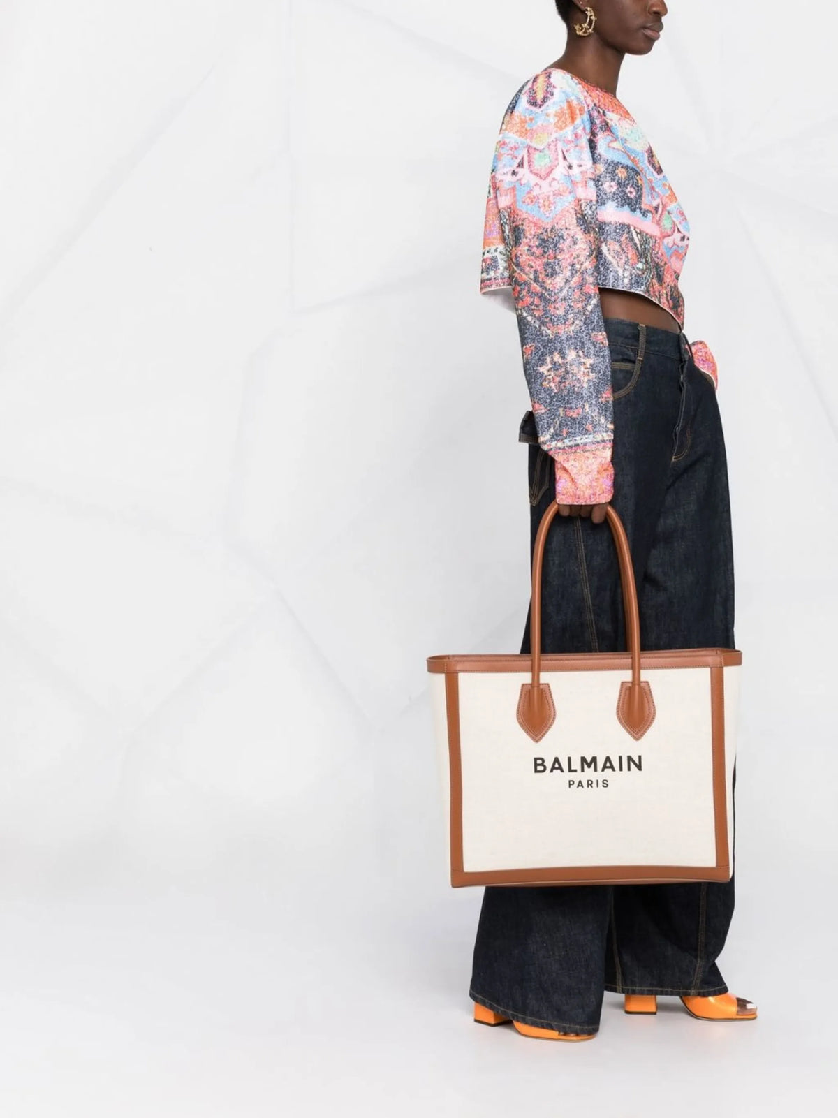Balmain Women's B-Army Tote Bag with Logo Beige