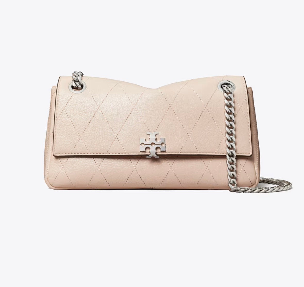 TORY BURCH SMALL CHARLIE QUILTED SHOULDER BAG - soft pink