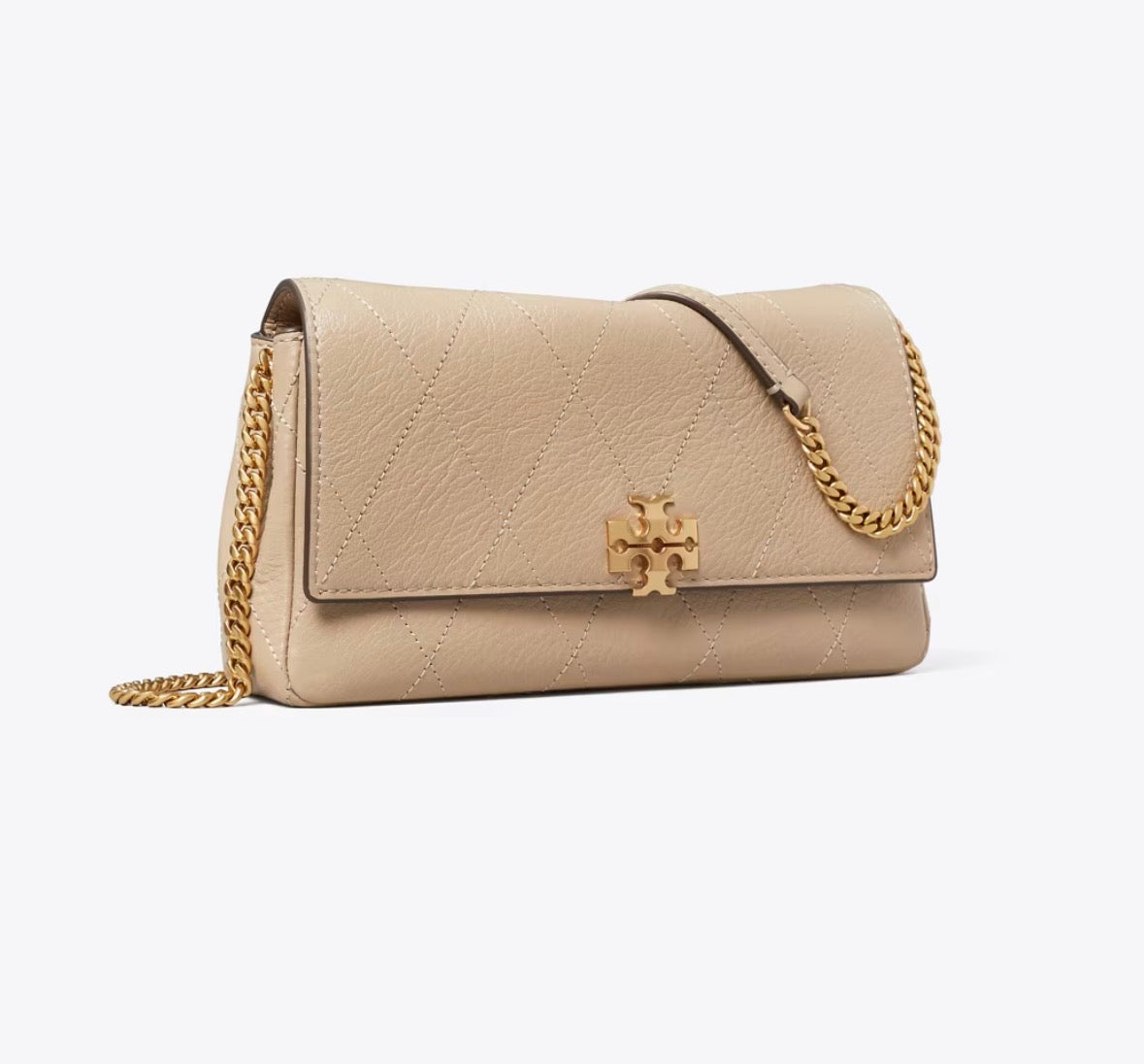 TORY BURCH CHARLIE QUILTED CHAIN CROSSBODY - soft cement