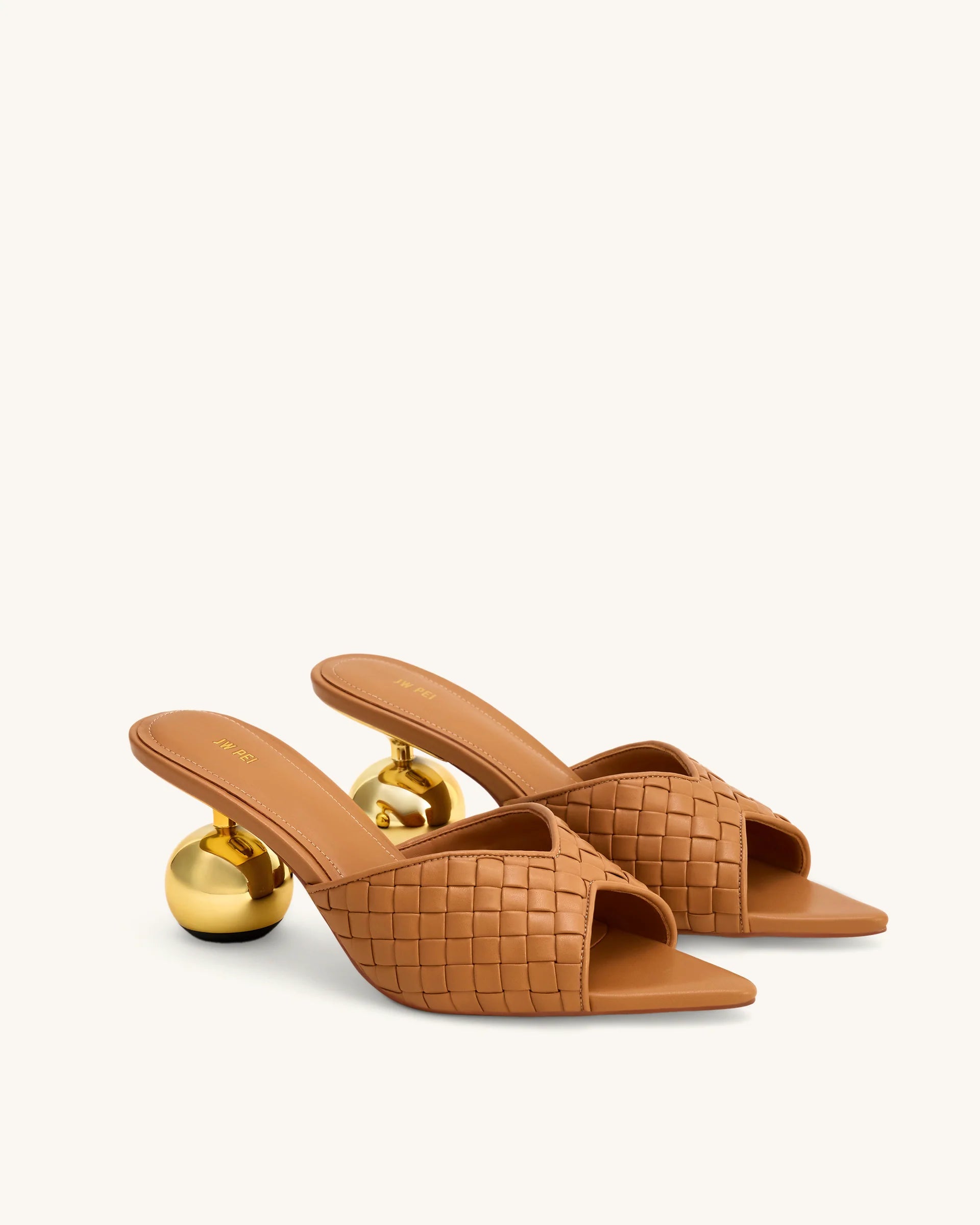 JW PEI Ellie Braided Sphere Heel Mules - Khaki