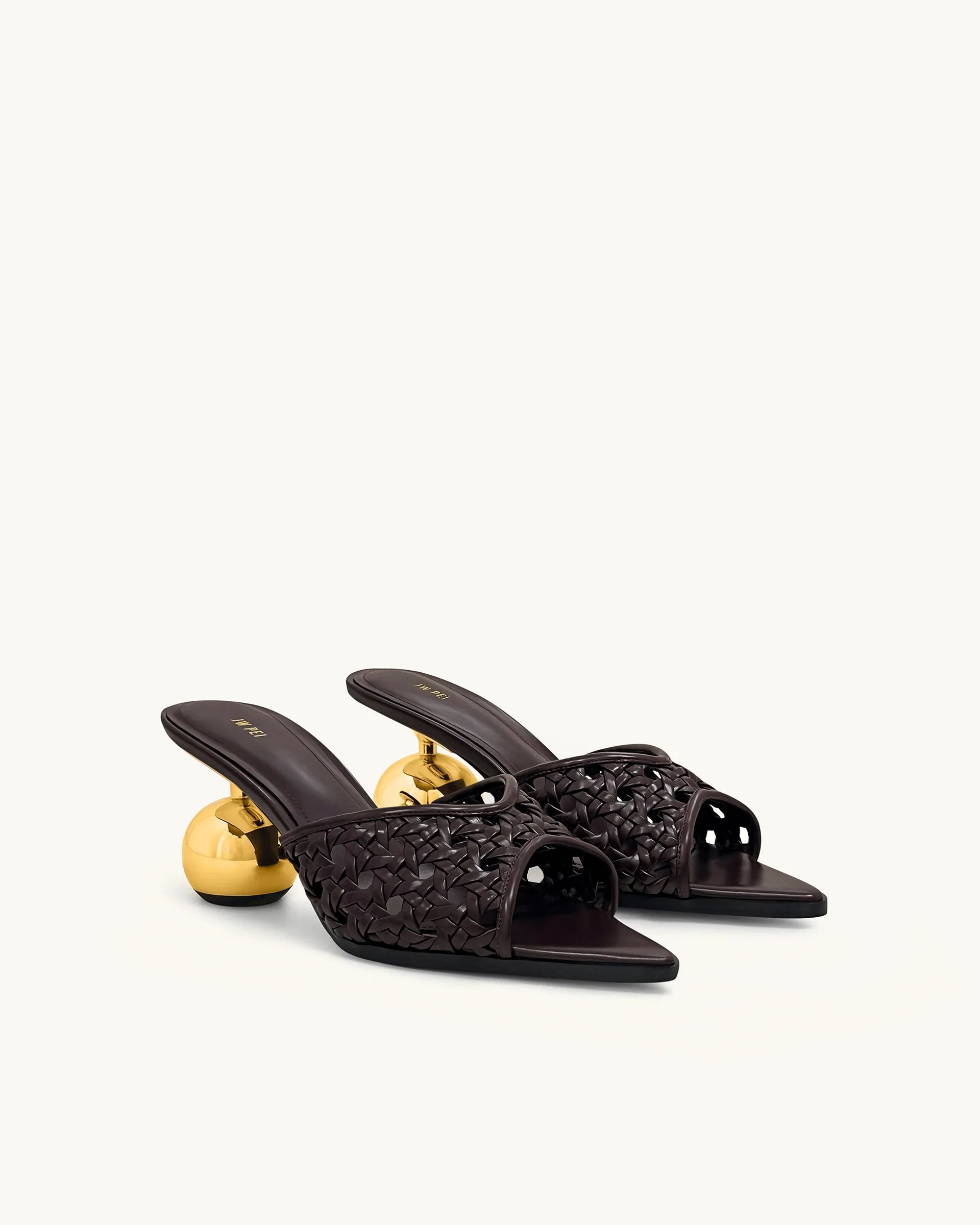 JW PEI Ellie Woven Sphere Heel Mules - Deep Burgundy