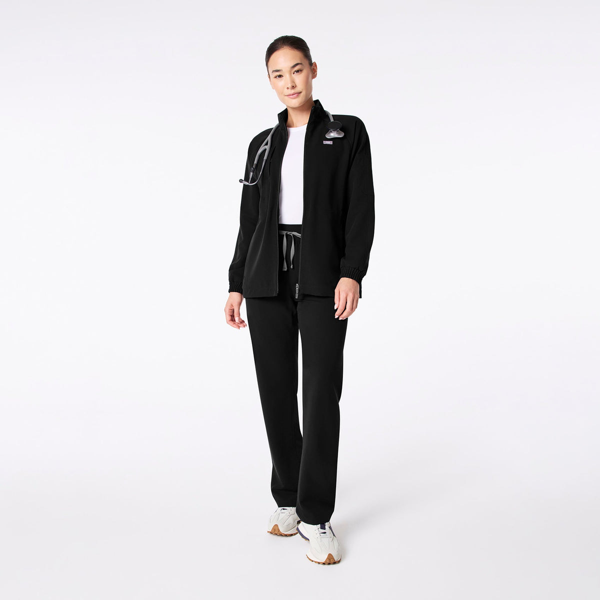 FIGS Alberta Cinched Scrub Jacket-Black