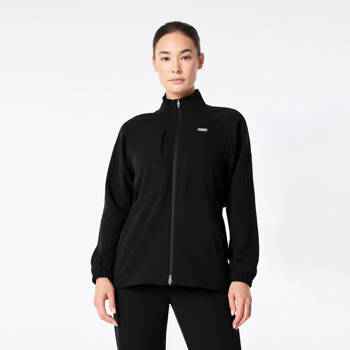 FIGS Alberta Cinched Scrub Jacket-Black