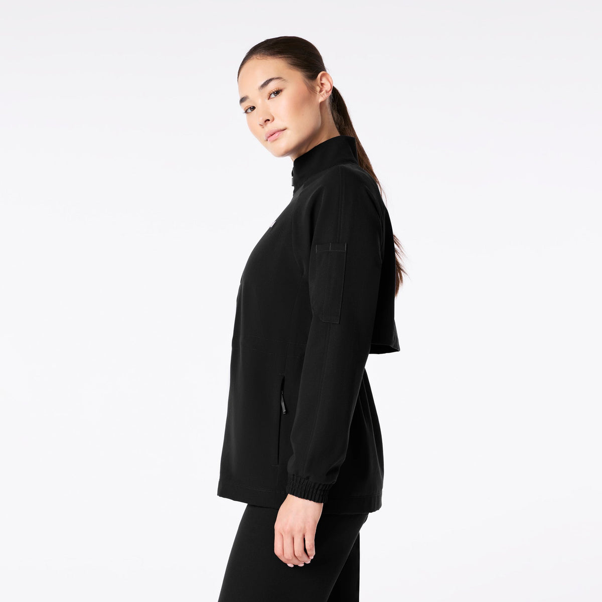 FIGS Alberta Cinched Scrub Jacket-Black
