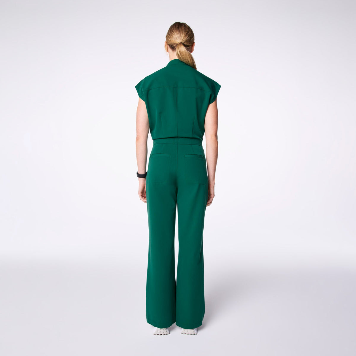 FIGS Rafaela Cargo Wide Leg ScrubJumpsuit™-Forest Green