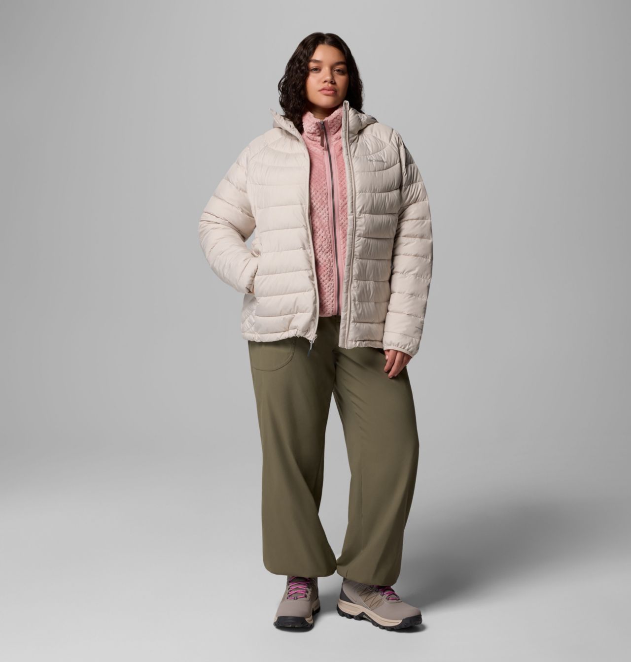 Columbia Women's Powder Lite™ II Hooded Jacket - Plus Size -  Dark Stone