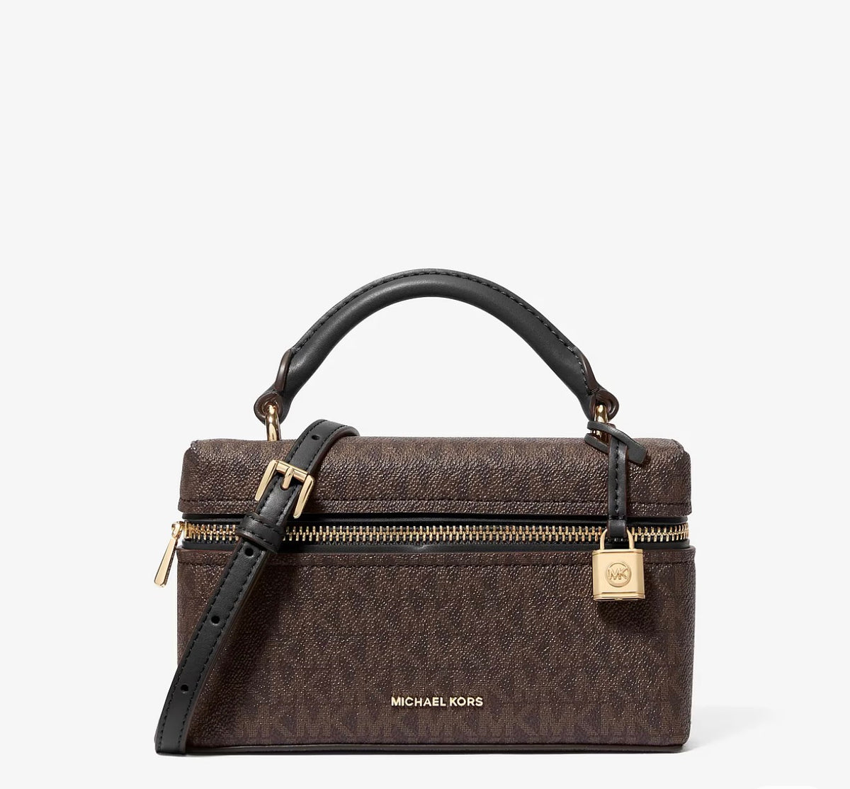 Michael Kors Jana Extra-Small Signature Logo Convertible Crossbody Bag-BROWN/BLK - Hemen Teslimde