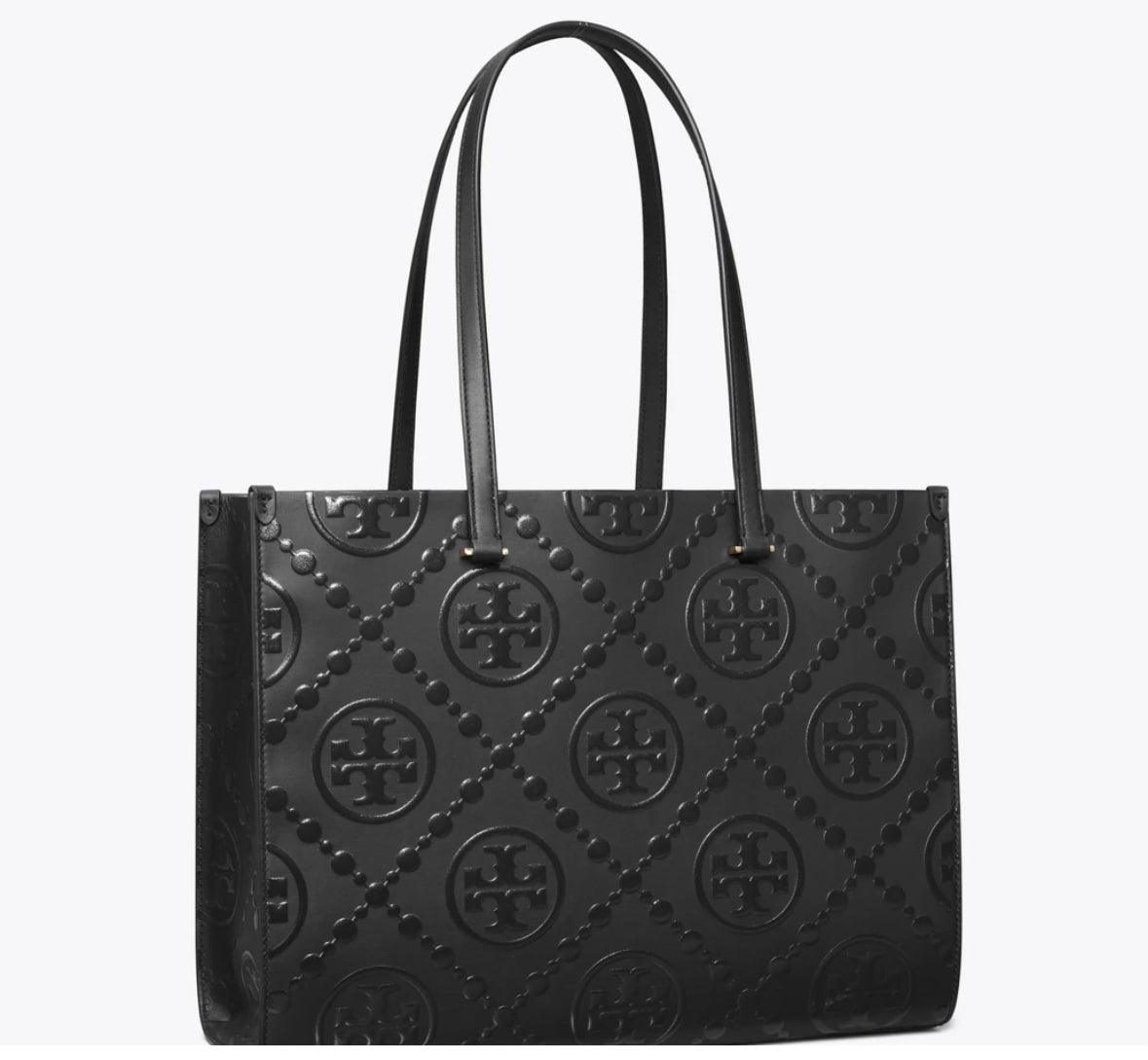 TORY BURCH T MONOGRAM EMBOSSED TOTE-BLACK- BLACK