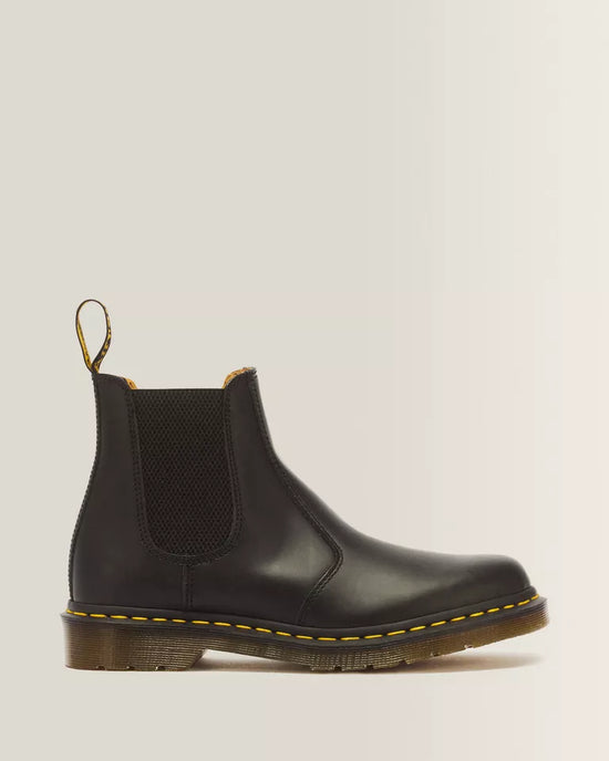 Dr. Martens Men 2976 Yellow Stitch Smooth Leather Chelsea Boots  -  Black — Smooth Leather