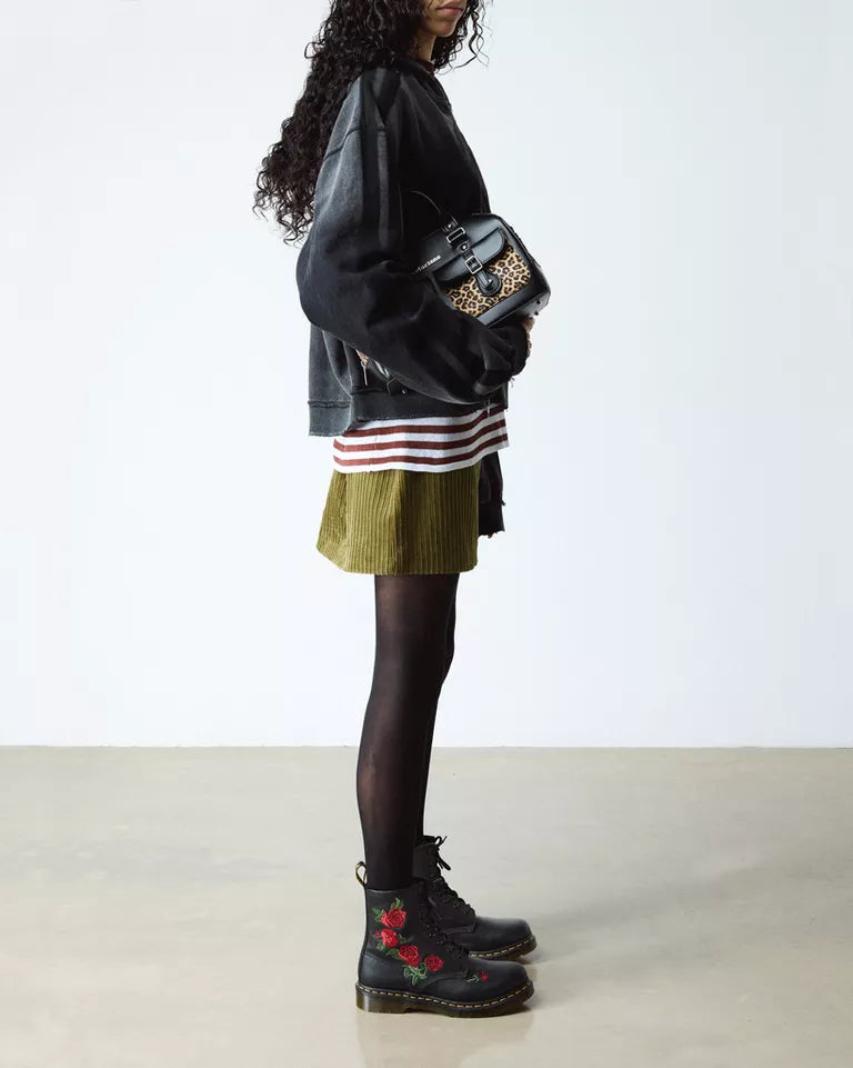 Dr. Martens 1460 Vonda Floral Leather Lace Up Boots - Black — Softy T