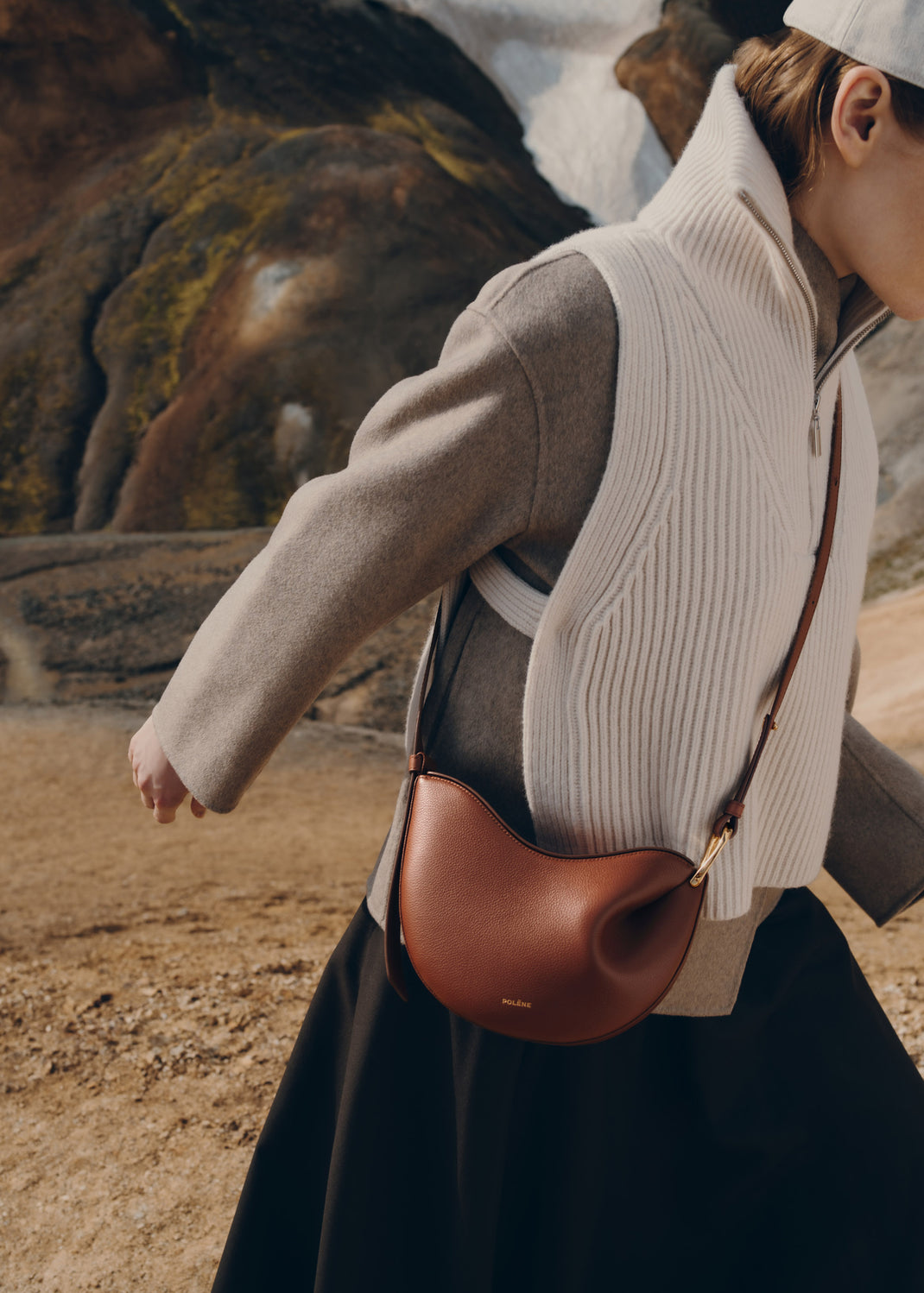 Polene Tonca Edition Textured Cognac