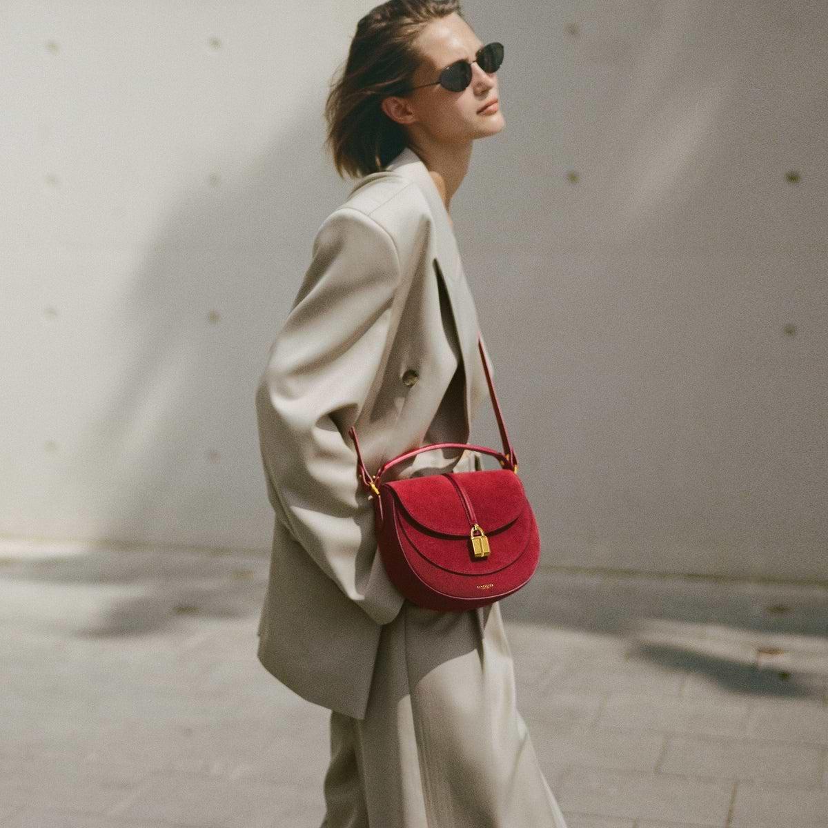 DeMellier The Siena Saddle Berry Red Suede