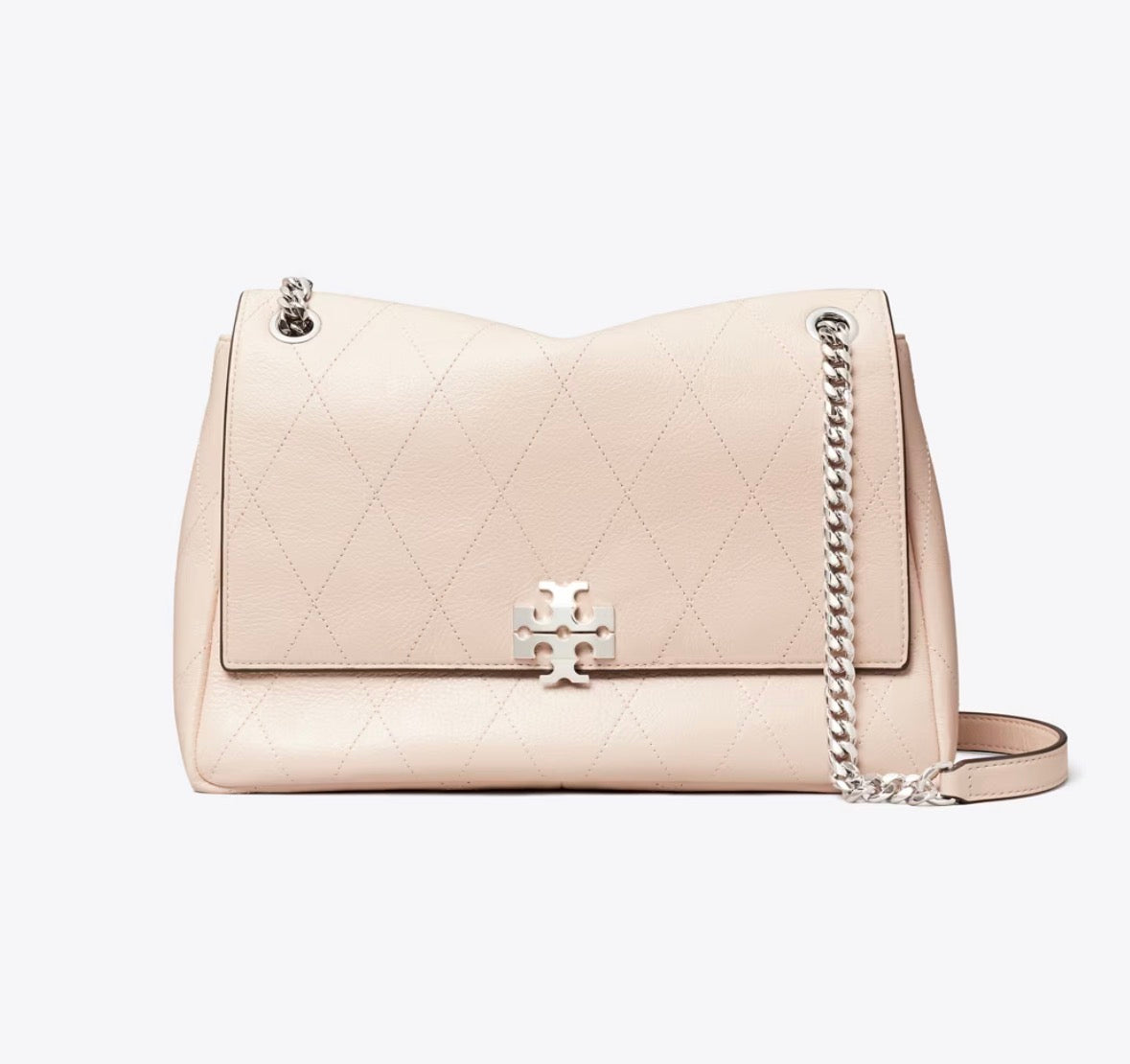 TORY BURCH CHARLIE QUILTED SHOULDER BAG - soft pink