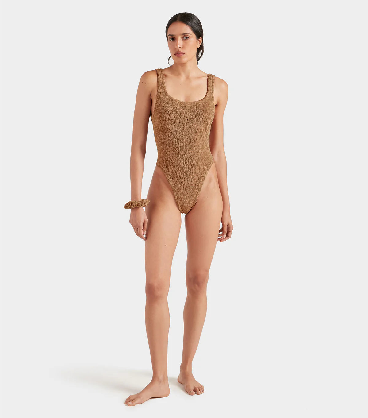 Hunza G Brown Square Neck Swimsuit