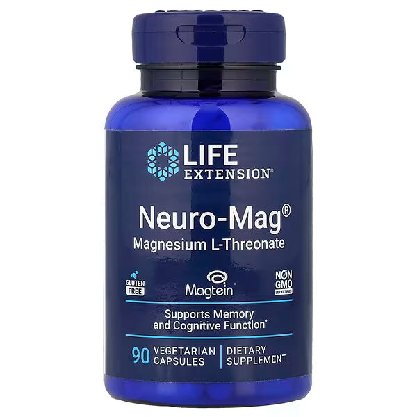 Life Extension, Neuro-Mag®, Magnezyum L-Treonat, 90 Vejetaryen Kapsül (Kapsül başına 48 mg)
