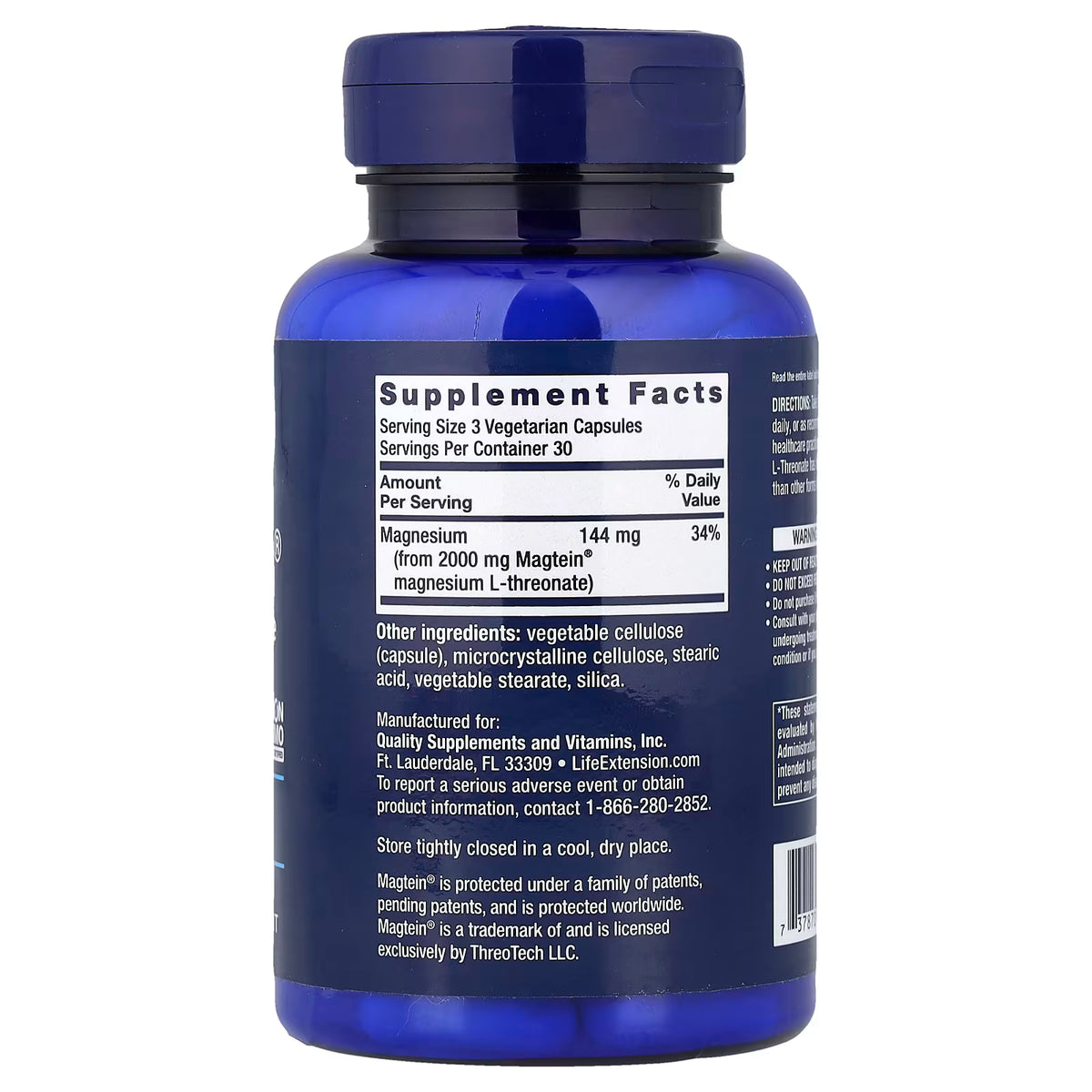 Life Extension, Neuro-Mag®, Magnezyum L-Treonat, 90 Vejetaryen Kapsül (Kapsül başına 48 mg)