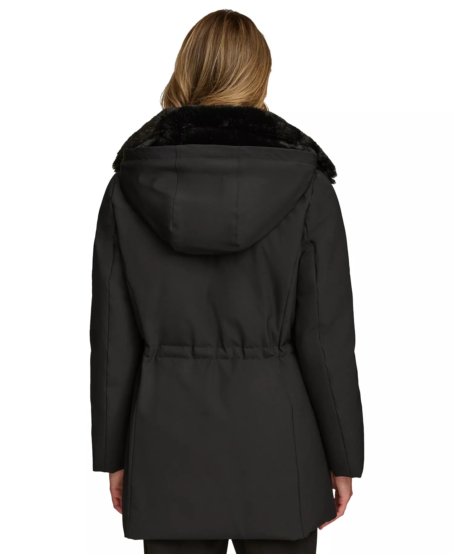Donna Karan New York Women's Faux-Fur-Collar Short Puffer Coat - Black