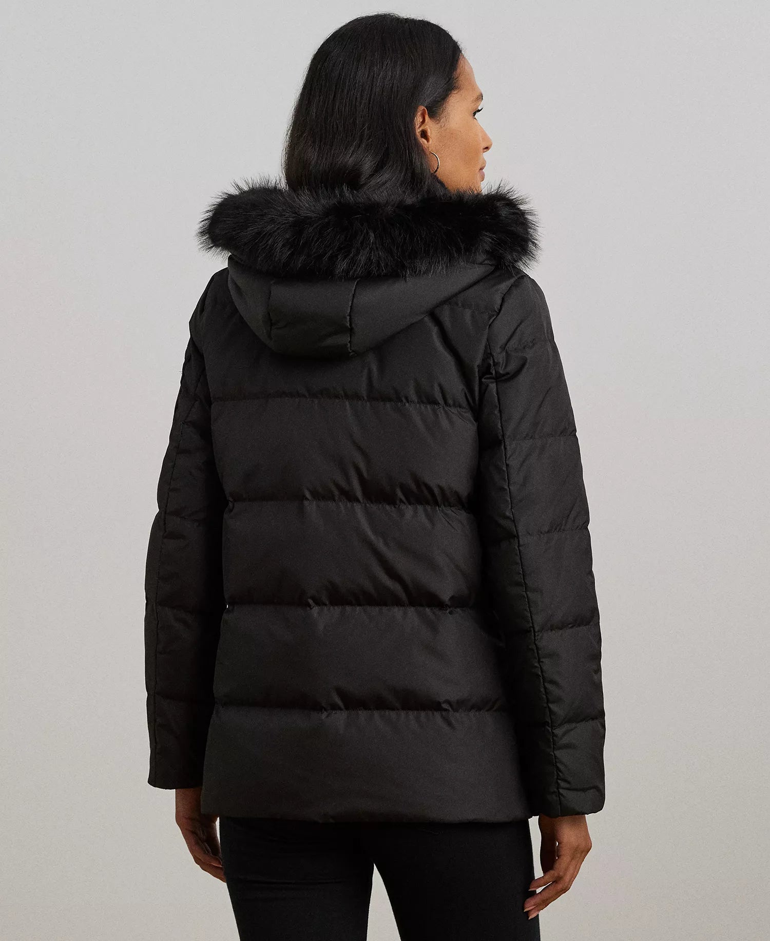 Ralph Lauren Women's Faux-Fur Hooded Puffer Coat-Black