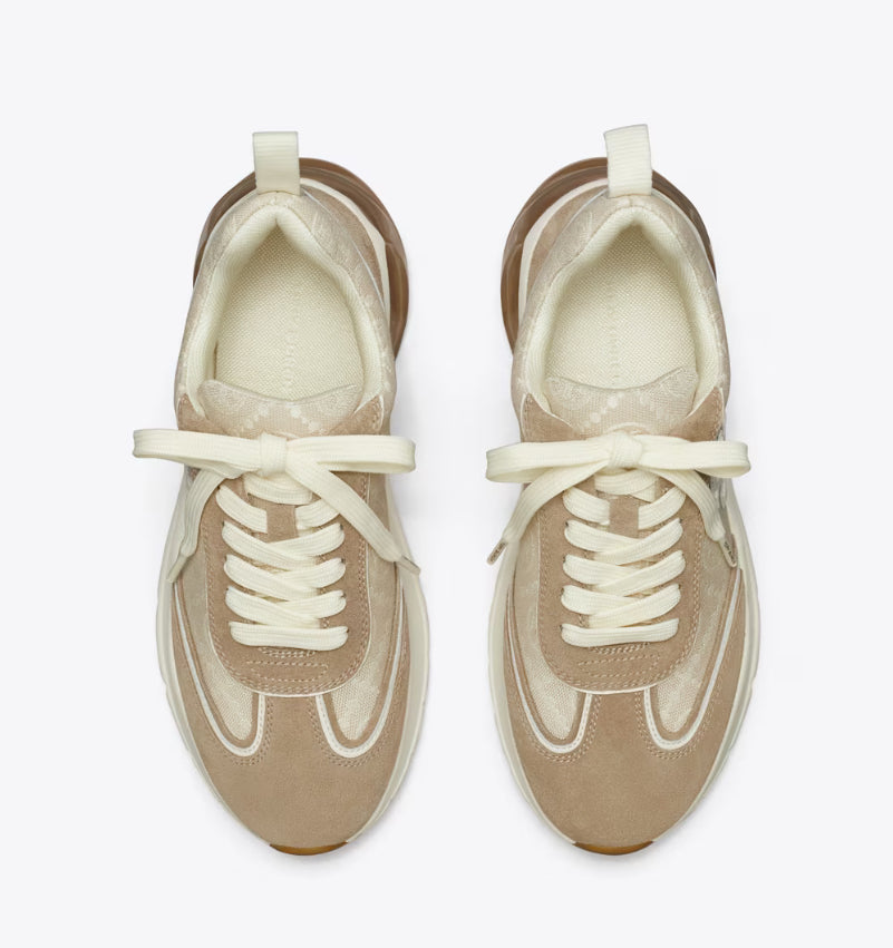 TORY BURCH T MONOGRAM GOOD LUCK TRAINER - BIRCH/AVOLA