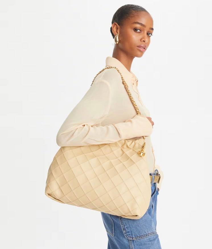 TORY BURCH FLEMING SOFT HOBO BAG - vanilla soft serve
