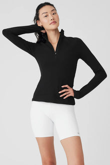 Alo Yoga Alosoft 1/2 Zip Rapid Pullover  -  Black
