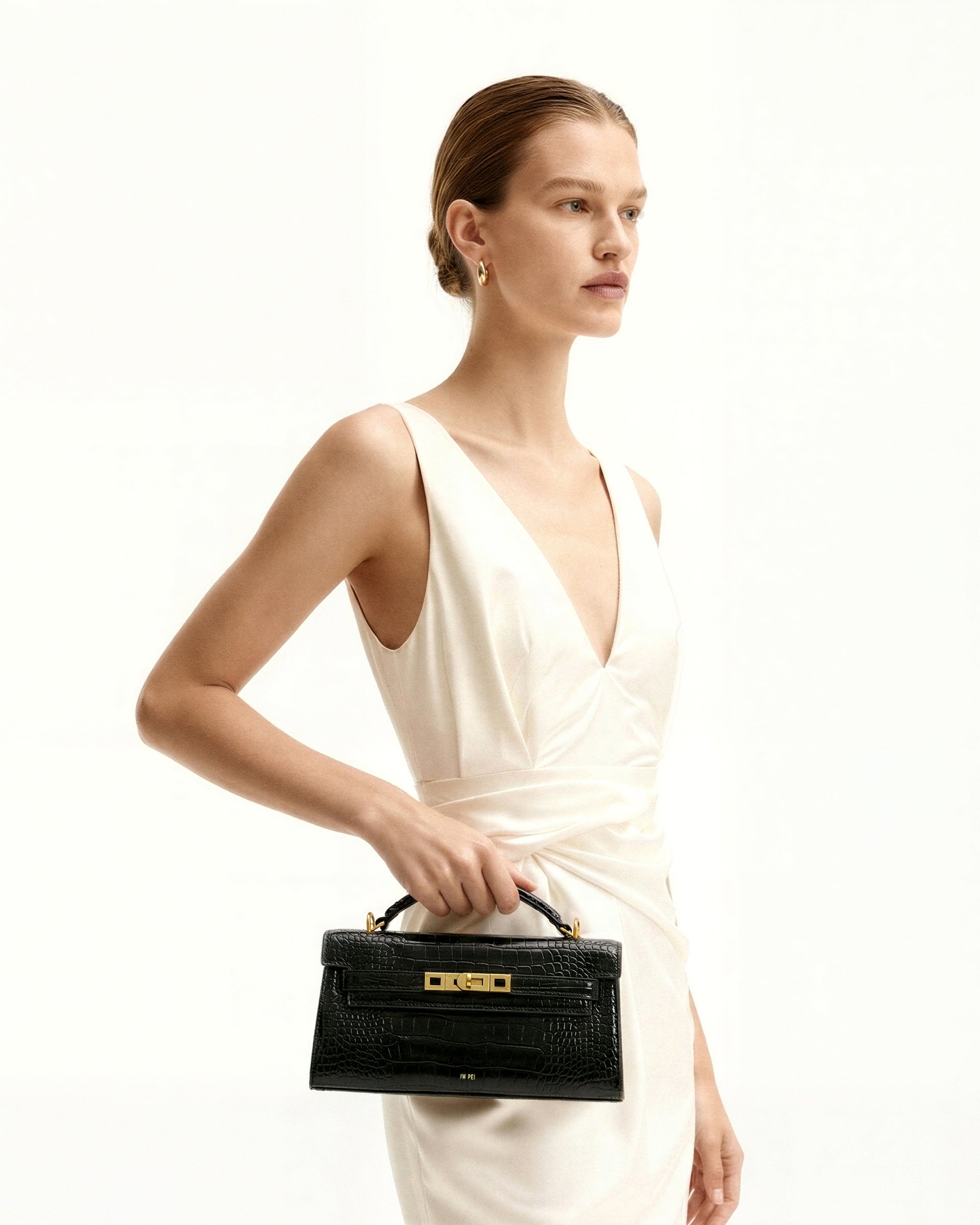 JW PEI Noor Top Handle Bag - Black Croc