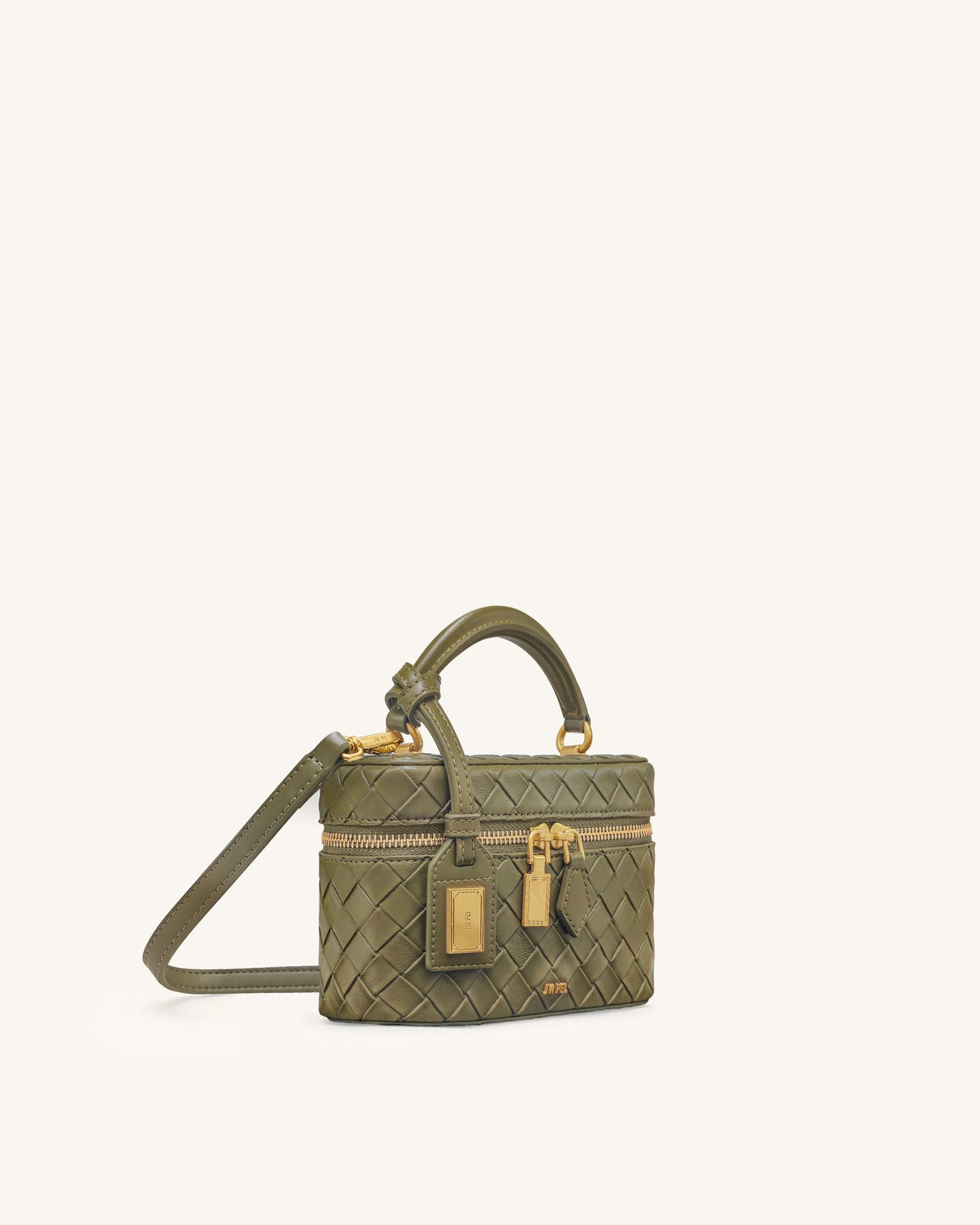 JW PEI Cleo Woven Texture Box Shape Top Handle Bag - Olive Green