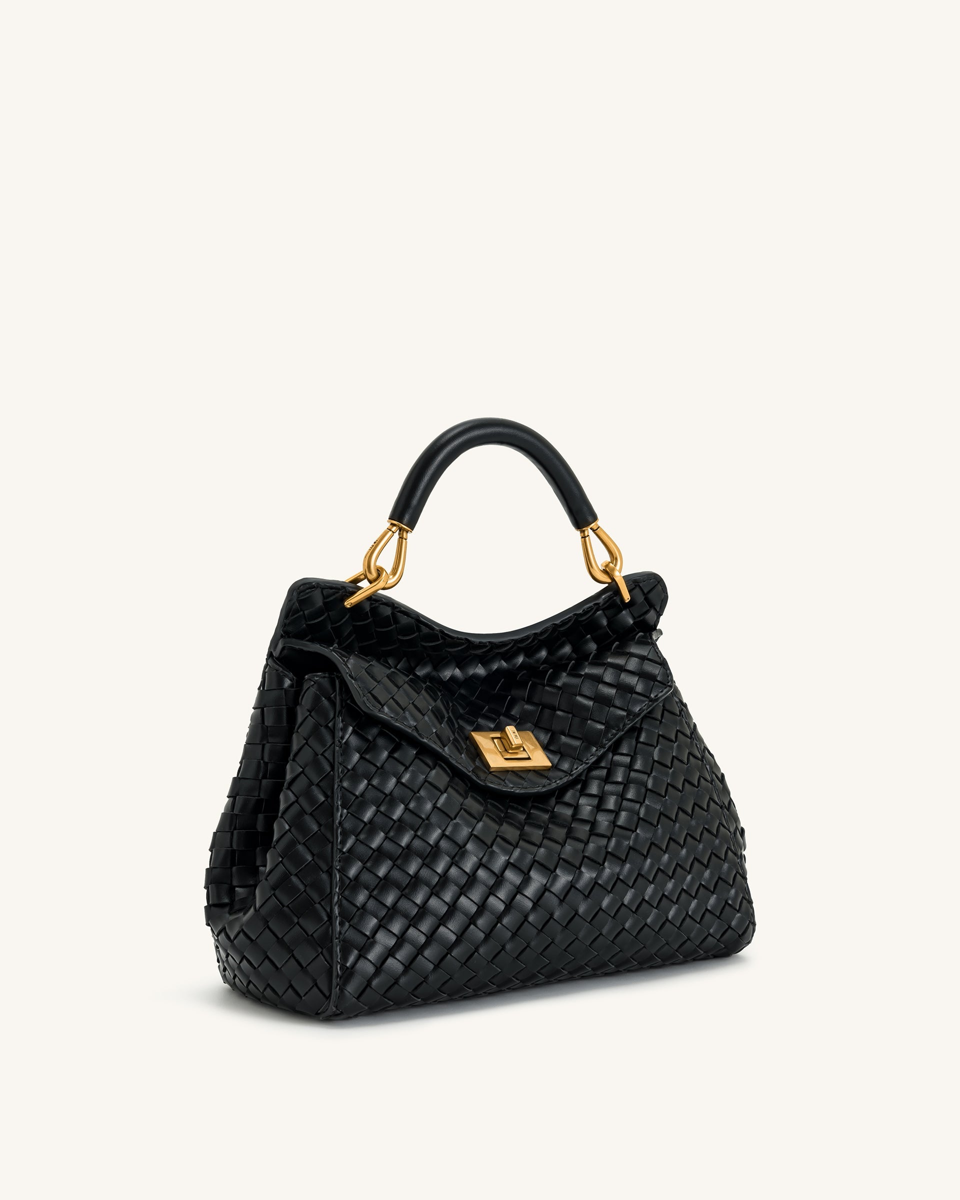 JW PEI Lucia Classic Top Handle Woven Bag - Black