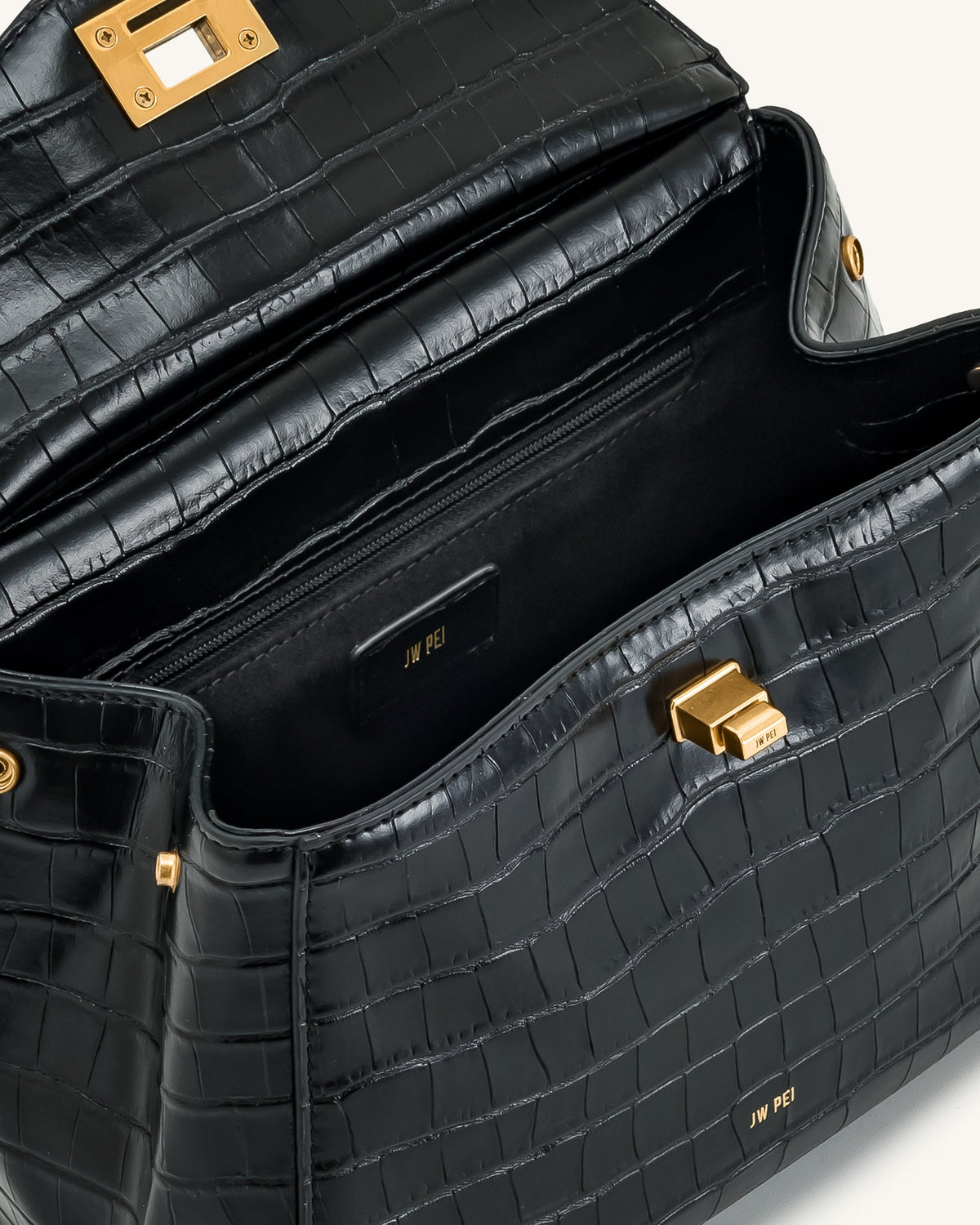 JW PEI Lucia Classic Top Handbag - Black Croc