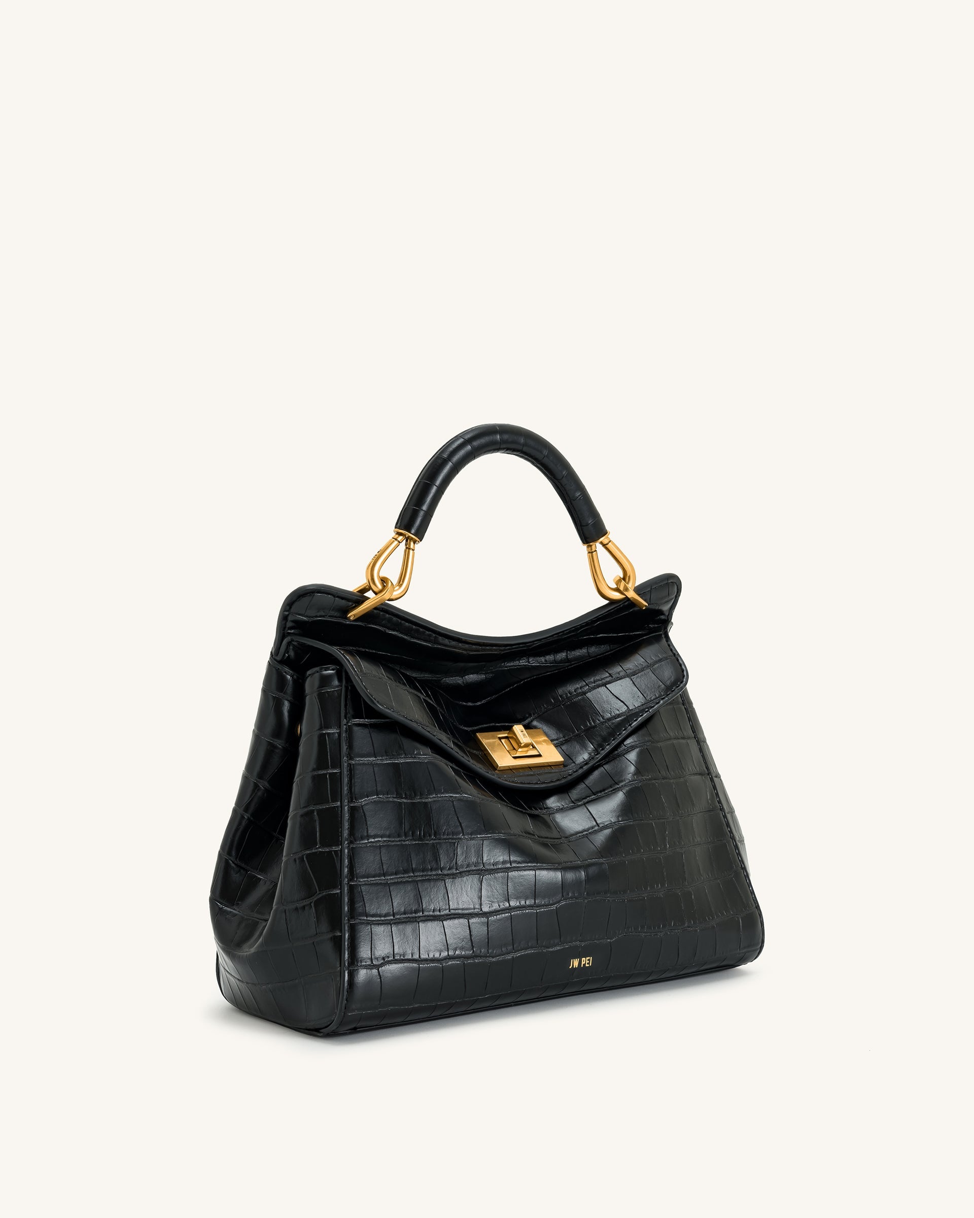 JW PEI Lucia Classic Top Handbag - Black Croc